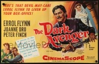 8c018 WARRIORS English trade ad 1955 Errol Flynn, Joanne Dru & Peter Finch, Dark Avenger!