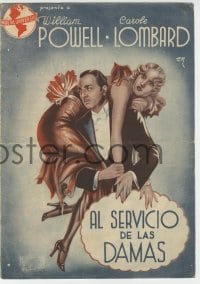 8c204 MY MAN GODFREY Spanish herald 1940 great art of William Powell carrying sexy Carole Lombard!