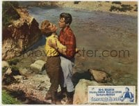 8d303 CAMPBELL'S KINGDOM English LC 1958 Dirk Bogarde & Barbara Murray embracing by river!
