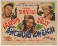 8d006 ANCHORS AWEIGH TC 1945 Kathryn Grayson, sailors Frank Sinatra & Gene Kelly, all with phones!