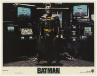 8d242 BATMAN LC 1989 Michael Keaton in costume surrounded by TVs with Jack Nicholson as the Joker!