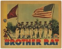 8d292 BROTHER RAT LC 1938 Ronald Reagan, Jane Wyman, Priscilla Lane & cadets marching with flags!