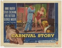 8d308 CARNIVAL STORY LC #2 1954 Anne Baxter in skimpy outfit slapped by angry Steve Cochran!