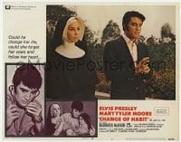 8d321 CHANGE OF HABIT LC #5 1969 close up of Dr. Elvis Presley & pretty Mary Tyler Moore as a nun!