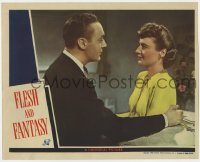8d453 FLESH & FANTASY LC 1943 romantic close up of pretty Barbara Stanwyck & Charles Boyer!