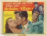 8d541 HOLIDAY AFFAIR LC #5 1949 best romantic close up of Robert Mitchum & pretty Janet Leigh!