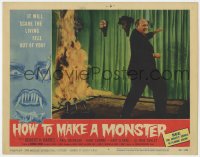 8d556 HOW TO MAKE A MONSTER LC #1 1958 Robert Harris runs away as the room goes up in flames!