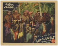 8d630 LAW OF THE JUNGLE LC 1942 great close up of African natives with spears in the jungle!