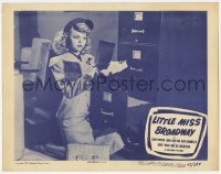 8d635 LITTLE MISS BROADWAY LC 1947 close up of sexy Jean Porter searching through file cabinet!