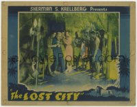 8d646 LOST CITY LC 1935 cool jungle sci-fi serial, natives watch explorers carry old man, rare!