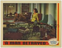 8d667 MAN BETRAYED LC 1941 Frances Dee watches John Wayne with coolest model train layout!