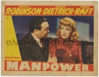 8d672 MANPOWER LC 1941 great close up of Edward G. Robinson grabbing Marlene Dietrich's arm!