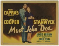 8d113 MEET JOHN DOE TC 1941 Frank Capra, Gary Cooper, Barbara Stanwyck, rare linen first release!