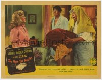 8d691 MORE THE MERRIER LC 1943 Jean Arthur is not surprised to find Joel McCrea & Charles Coburn!