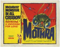 8d118 MOTHRA TC 1962 Mosura, Toho, Ishiro Honda, ravishing a universe for love, cool monster art!