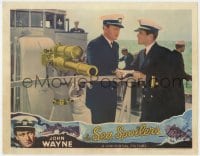8d815 SEA SPOILERS LC 1936 Coast Guard officers John Wayne & William Bakewell on ship's deck!