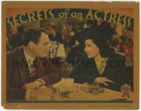 8d821 SECRETS OF AN ACTRESS LC 1938 sexy Kay Francis & Ian Hunter sitting at restaurant table!