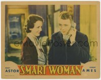 8d838 SMART WOMAN LC 1931 close up of pretty Mary Astor smiling at Robert Ames on phone!