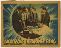 8d839 SMASHING THE MONEY RING LC 1939 close up of five guys in office counting money!