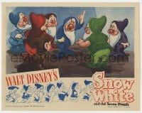 8d842 SNOW WHITE & THE SEVEN DWARFS LC R1944 Walt Disney cartoon, Dwarfs gathered around Grumpy!