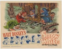 8d840 SNOW WHITE & THE SEVEN DWARFS LC R1944 Disney classic, c/u of the dwarfs building ornate bed!