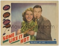 8d844 SOME LIKE IT HOT LC 1939 wacky close up of Bob Hope blowing on Shirley Ross' saxophone!