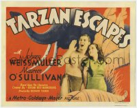 8d171 TARZAN ESCAPES TC 1936 Johnny Weissmuller doing the famous yell by Maureen O'Sullivan, rare!