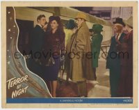 8d878 TERROR BY NIGHT LC 1946 Basil Rathbone as Holmes, Geoffrey Steele & others eye Renee Godfrey!