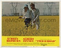 8d926 TWO FOR THE ROAD LC #2 1967 Audrey Hepburn & Albert Finney in field, Stanley Donen!