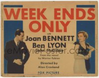 8d185 WEEK ENDS ONLY TC 1932 sexy Joan Bennett looking at Ben Lyon, pre-Code love triangle!