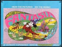 8f839 FANTASIA British quad R1976 cool psychedelic artwork, w/Mickey as Sorcerer's Apprentice!