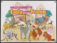 8f871 LADY & THE TRAMP British quad R1980s Walt Disney, romantic artwork from canine dog classic!