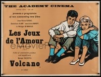 8f880 LOVE GAME/VOLCANO British quad 1960s double bill, Academy Cinema, Peter Strausfeld art!