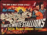 8f891 MIRACLE OF THE WHITE STALLIONS British quad 1963 Walt Disney, Lipizzaner stallions & soldiers art!