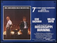 8f894 MISSISSIPPI BURNING British quad 1988 great image of Gene Hackman & Willem Dafoe!