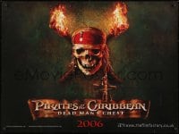 8f916 PIRATES OF THE CARIBBEAN: DEAD MAN'S CHEST teaser DS British quad 2006 skull & crossbones!