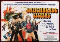 8f965 SWITCHBLADE SISTERS British quad R1999 sexy bad girl gang with guns, great vintage-style art!