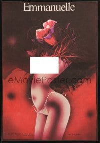 8f235 EMMANUELLE Czech 11x16 1974 strange artwork of sexy topless flower woman by Zdenek Vlach!