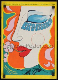 8f236 EROTISSIMO Czech 12x17 1971 Annie Girardot, Jean Yanne, cool different artwork!