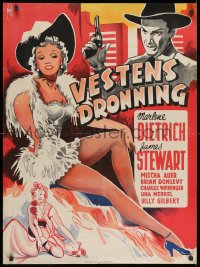 8f033 DESTRY RIDES AGAIN Danish R1950 James Stewart & sexy Marlene Dietrich + gambling scene!