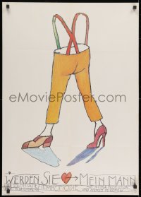 8f469 BUDTE MOIM MUZHEM East German 23x32 1982 wacky Buttner art of pants with feet and shoes!