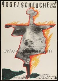 8f470 CHUCHELO East German 23x32 1987 Scarecrow, burning figure with inset face by Ernst!