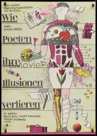 8f491 HOW POETS ARE LOSING THEIR ILLUSIONS East German 23x32 1985 wild art of dissected man!