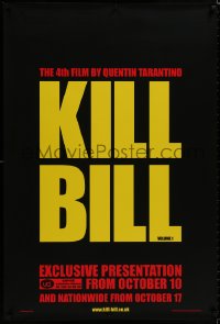 8f777 KILL BILL: VOL. 1 teaser English 1sh 2003 Quentin Tarantino, Uma Thurman, stark yellow title!