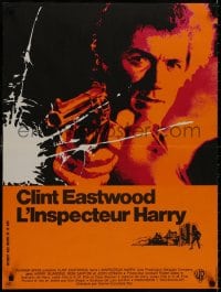 8f291 DIRTY HARRY French 23x30 1972 cool art of Clint Eastwood w/gun, Don Siegel crime classic!