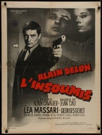 8f305 HAVE I THE RIGHT TO KILL French 24x32 1964 cool art of Alain Delon pointing gun and w/ sexy woman!