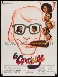 8f308 LE CONCIERGE French 24x32 1974 Girault, completely different smoking art by Michel Landi!