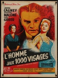 8f315 MAN OF A THOUSAND FACES French 24x32 1958 James Cagney as Lon Chaney Sr, artwork by Bonneaud!