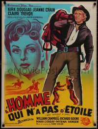 8f316 MAN WITHOUT A STAR French 24x32 R1960s different art of cowboy Kirk Douglas in action!