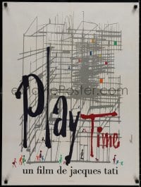 8f324 PLAYTIME French 24x32 1967 Jacques Tati, cool different art by Baudin & Rene Ferracci!